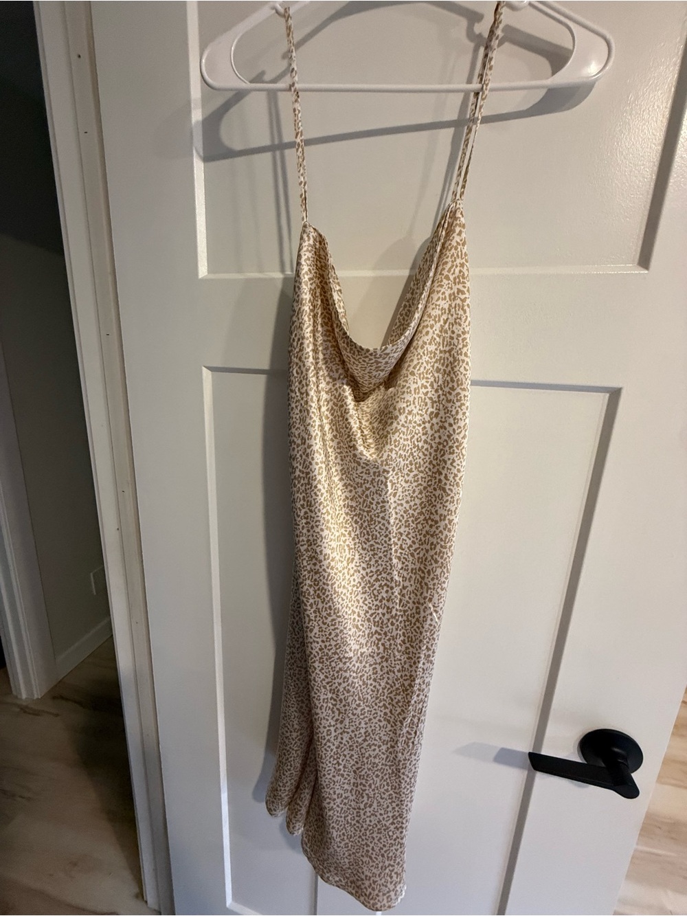 Abercrombie & Fitch Cream Leopard Slip Midi Dress